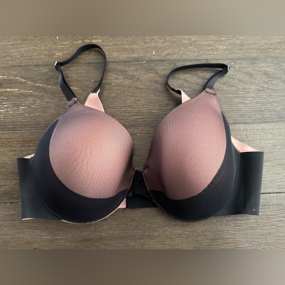 Soma Vanishing Back full coverage layered mesh Black Pink Women's Bra size 36C